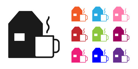 Black Cup of tea with milk icon isolated on white background. Set icons colorful. Vector