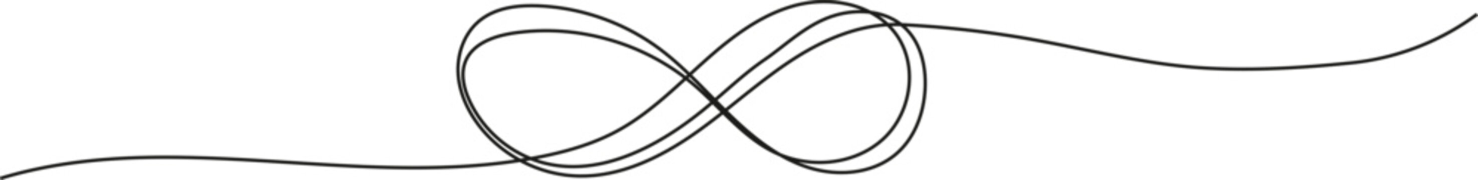 Infinity continuous line vector. Infinity eternity symbol in variations set design.