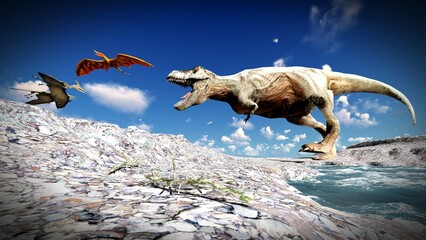 Flying pterodactyl over the land © Designpics