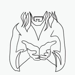 Continuous line drawing of Jesus Christ vector illustration Bible words  blessings pray