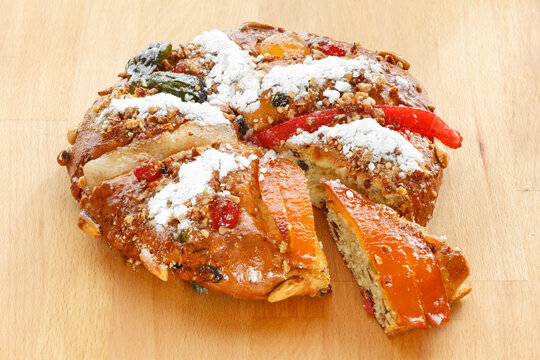 Bolo Rei is a traditional portuguese Christmas cake made with candid fruit.