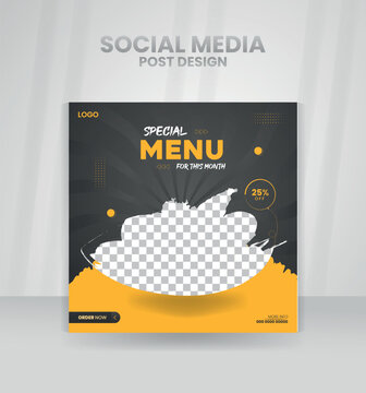 Post a banner about &nbsp;food on social media.
ideal for luxury restaurant marketing and social media advertising.
layout for social media marketing.