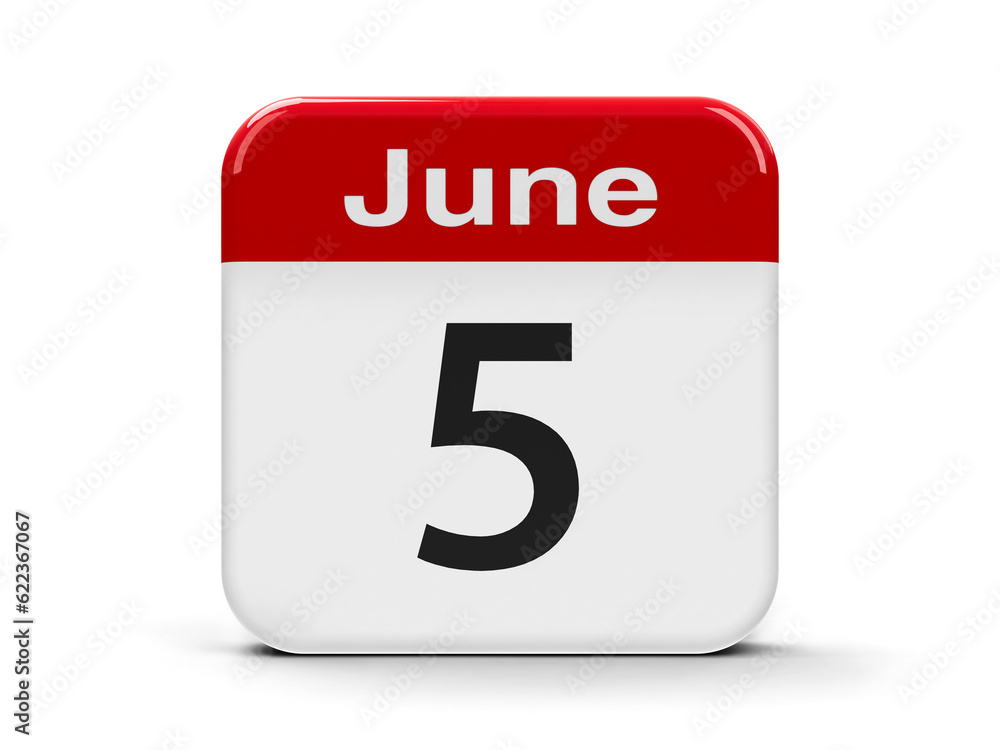 Aufkleber calendar web button - the fifth of june - world environment day, three-dimensional rendering, 3d ill