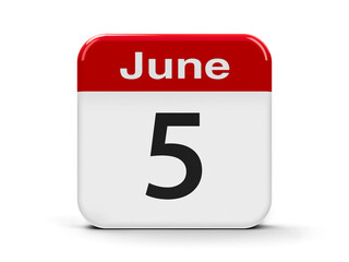 Fototapeta premium Calendar web button - The Fifth of June - World Environment Day, three-dimensional rendering, 3D illustration