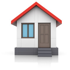 Obraz premium House project. Drawing turns into 3d model. Construction concept. Icon for your design project. Isolated on white background. 3D illustration