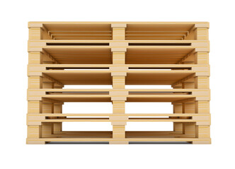 Euro pallets. Front view. 3D illustration isolated on white background