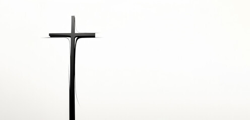 Cross silhouette on white background with copy space