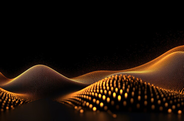 Generative AI: Abstract golden waves background. Template design