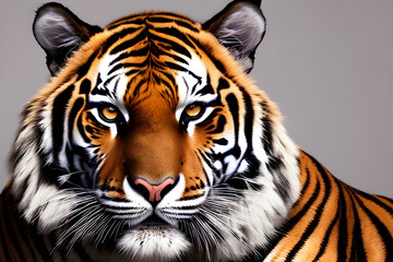 Portrait of a tiger in fashion magazine style. Generative AI
