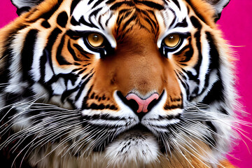 Portrait of a tiger in fashion magazine style. Generative AI