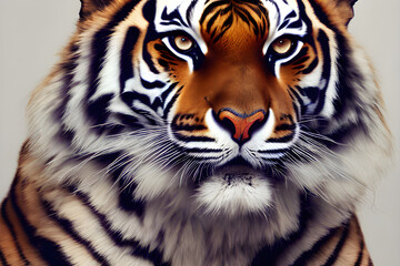 Portrait of a tiger in fashion magazine style. Generative AI