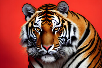 Portrait of a tiger in fashion magazine style. Generative AI