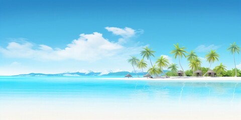 Obraz na płótnie Canvas Tropical Paradise Beach - Palm Trees, White Sand, Turquoise Waters