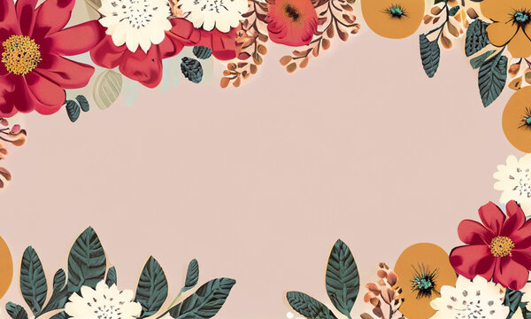 Floral composition center blank space for wedding invitation 