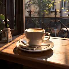 Fototapeta na wymiar Morning Coffee cup on table