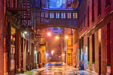 Obraz premium Alley in the Tribeca neighborhood in New York City.