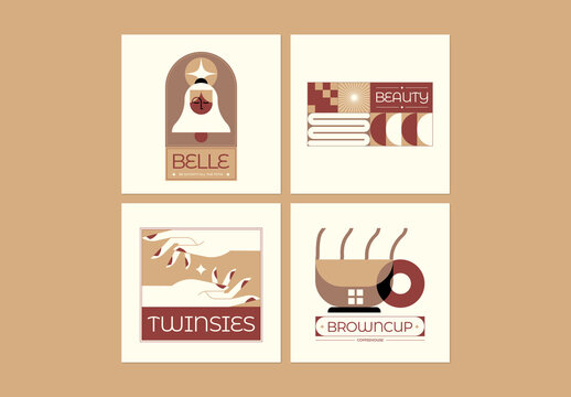 Beige Bohemian Logo Set