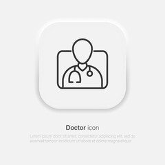 Doctor icon for medical websites and apps. Family or pediatric doctor symbol in neumorphism style. Vector EPS 10