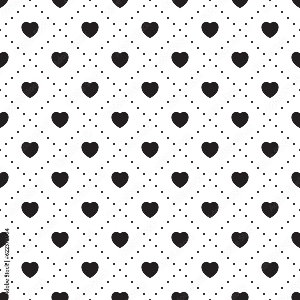 Poster seamless geometric pattern with hearts. vector repeating texture.