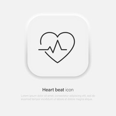 Heartbeat heart beat pulse flat vector icon for medical apps and websites. Vector EPS 10
