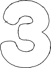 Number 3 outline design.