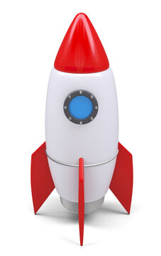 Small rocket, isolated on white. 3D rendering