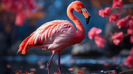 Flamingo pink background Generative AI