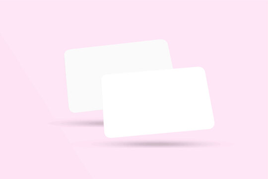 Minimal and elegant realistic Business Card Mockup with shadow overlay. Blank white and gray Business Card Mockup isolated background. 3D Vector Illustration.