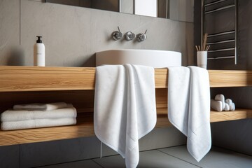 Obraz na płótnie Canvas an example of bathroom towels. Generative AI