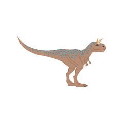 Carnotaurus theropod spotted dinosaur animal character, funny baby dino kids toy. Vector big lizard, Tyrannosaurus childish dinosaur