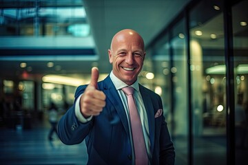 Obraz premium A man in a suit giving a thumbs up, created with Generative Ai Technology