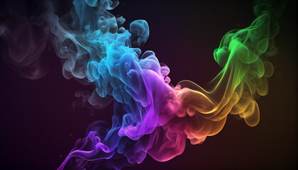 Abstract colorful, multicolored smoke spreading, bright background for advertising or design, wallpaper for gadget. Neon lighted smoke texture, blowing clouds Ai generated image