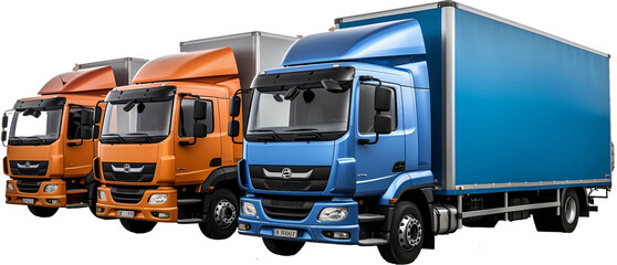group of trucks on transparent background cargo transport truck
