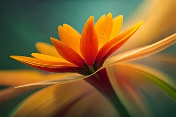 orange flower on green background
