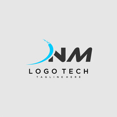 NM initial monogram for technology logo design