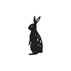 Bunny logo element, hare drawing, Logo element, clipart, nature, outline, tattoo, handdrawn, drawing