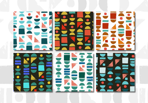 Pack of 6 Seamless Irregular Geometric Pattern