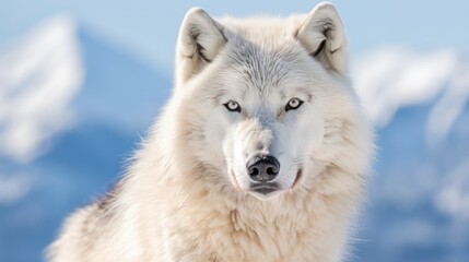 Obraz na płótnie Canvas White Wolf Portrait in Winter Landscape