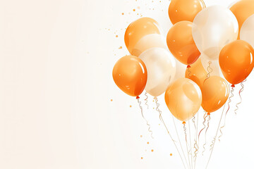 Orange Watercolor Balloons, Celebrate your Birthday Party, Happy Birthday Balloon Card - Generative Ai