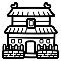 forbidden city line icon style