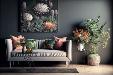 AI generated illustration of a modern living room of a house