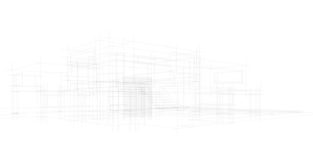 Modern house sketch 3d illustration