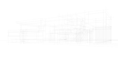 Modern house sketch 3d illustration