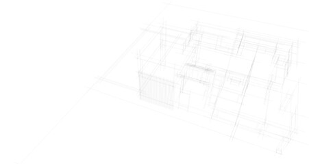 Modern house sketch 3d illustration