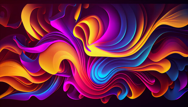 Abstract modern color gradients with colorful Psychic Waves Ai generated image 