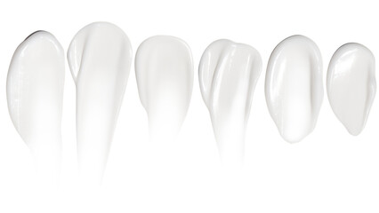 A set of smears of cosmetic cream on a blank background. PNG