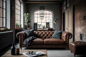 Fototapeta premium AI generated illustration of living room with luxury furniture