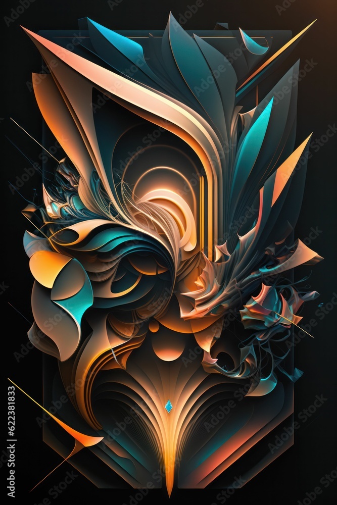 Poster ai-generated illustration of an abstract 3d surface backgroun