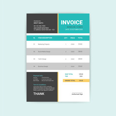 Professional creative simple Business and corporate modern invoice template design