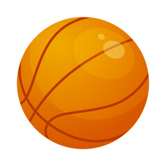 Basketball vector cartoon icon on white background. Orange basket ball in flat style. Half-turn view